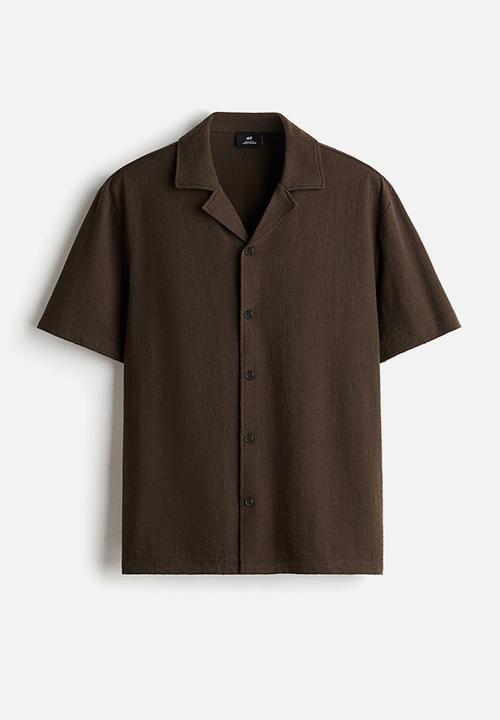 H&M - Regular fit jersey resort shirt - dark khaki green 