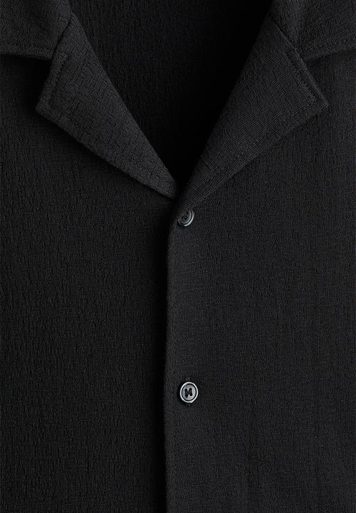 H&M - Regular fit jersey resort shirt - black