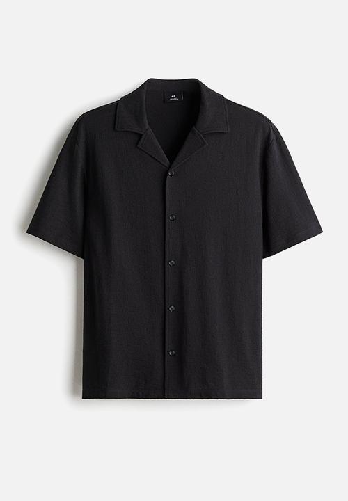H&M - Regular fit jersey resort shirt - black