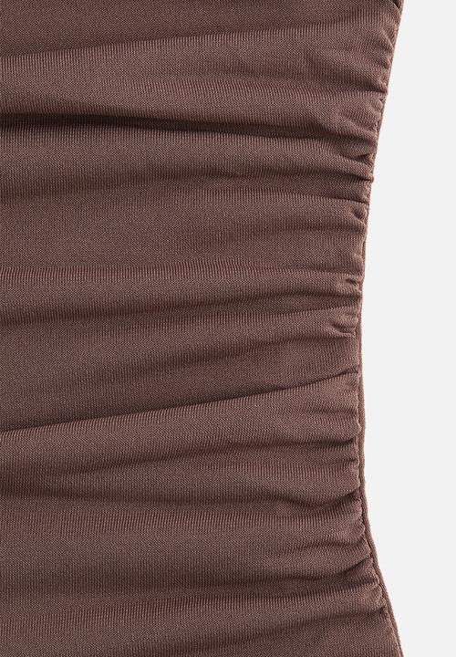 H&M - Draped cap-sleeved top - dark mole