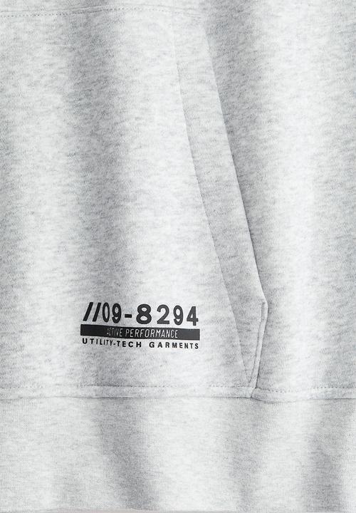 H&M - Brushed-inside zip-top hoodie - grey marl/black 