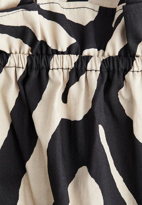 H&M - Off-the-shoulder poplin dress - black zebra print 
