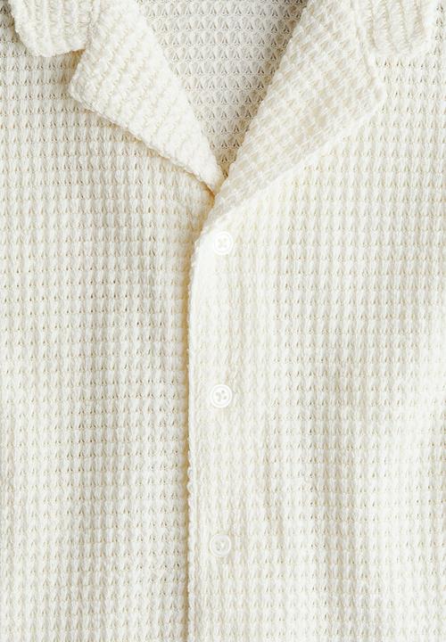 H&M - Textured-knit resort shirt - white