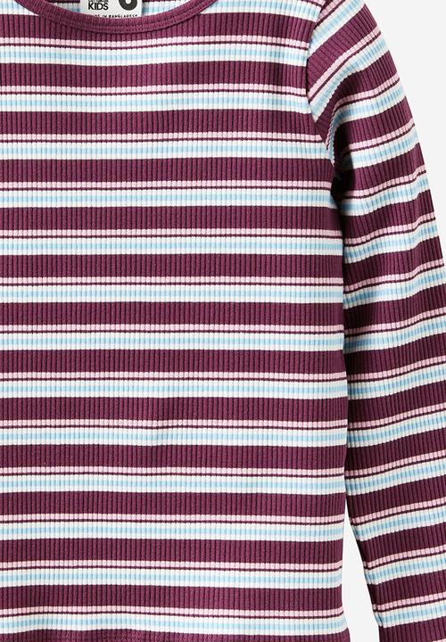 Cotton On - Jade Crew - Bordeaux/Multi Stripe