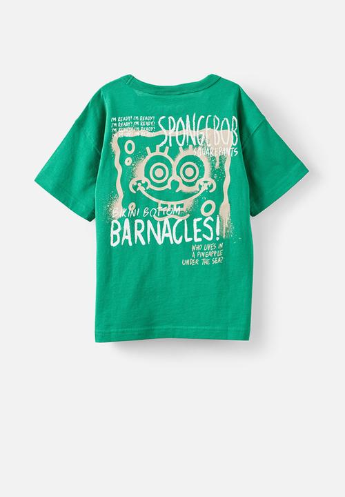 Cotton On - Licensed Drop Shoulder Short Sleeve Tee - Lcn Nic Deep Mint/Bikini Bottom Barnacles
