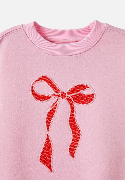 Cotton On - Sammy oversized crew - marshmallow/bow beads