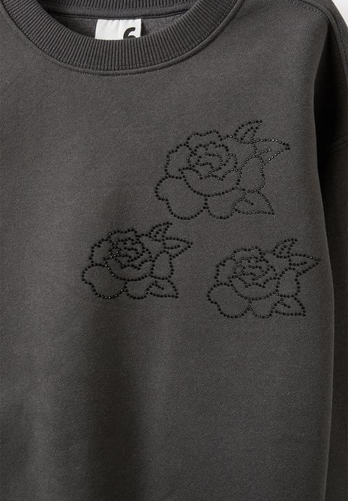 Cotton On - Sammy oversized crew - phantom/rose
