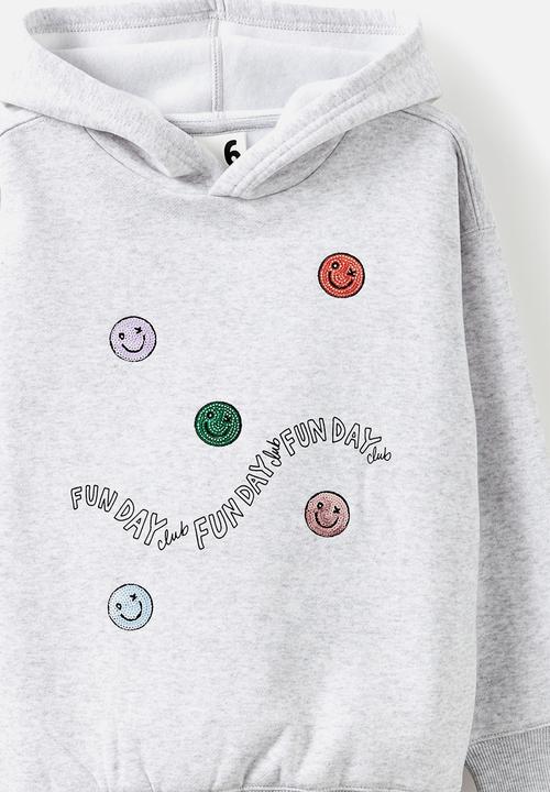Cotton On - Sammy oversized hoodie - grey marle/fun day