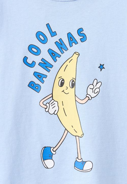 Cotton On - Bobbi Short Sleeve Graphic Tee - Dawn Blue/Cool Bananas
