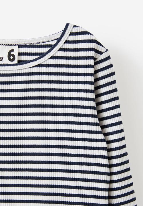 Cotton On - Jade crew - squid ink/vanilla stripe