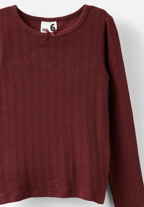 Cotton On - Jade crew - bordeaux/bow
