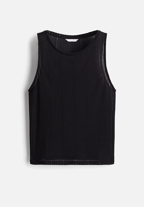 H&M - Rib-knit vest top - black