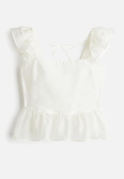 H&M - Tie-detail peplum blouse - white