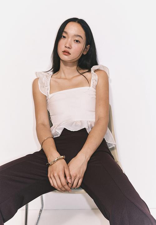 H&M - Tie-detail peplum blouse - white
