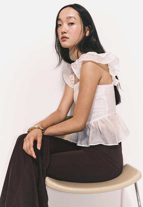 H&M - Tie-detail peplum blouse - white