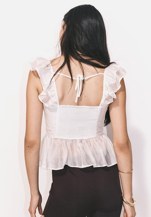 H&M - Tie-detail peplum blouse - white