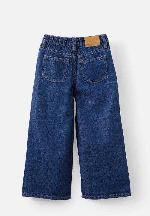 Cotton On - Embellished super wide denim jean - mermaid midnight blue/diamontes