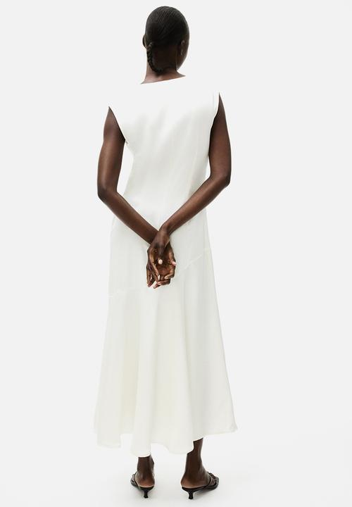 H&M - V-neck satin dress - white