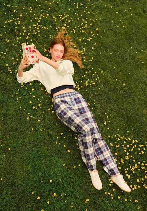 H&M - Pull-on trousers - dark blue/checked