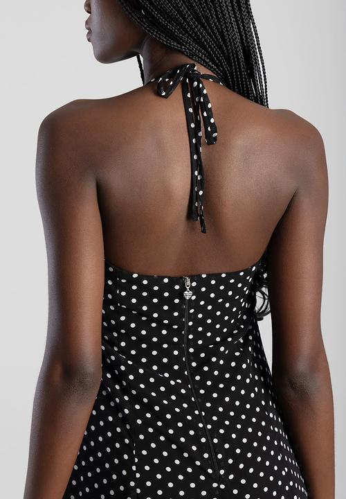 SISSY BOY - Take Your Time Mini Dress With A Straight Neckline, Godets And Halterneck Straps - Black