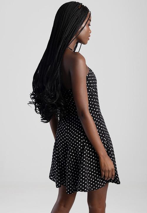 SISSY BOY - Take Your Time Mini Dress With A Straight Neckline, Godets And Halterneck Straps - Black