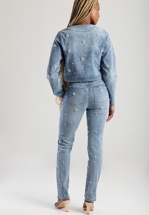 SISSY BOY - Leona Jacket With Front Pockets And Riveted Pearls - Light Vintage