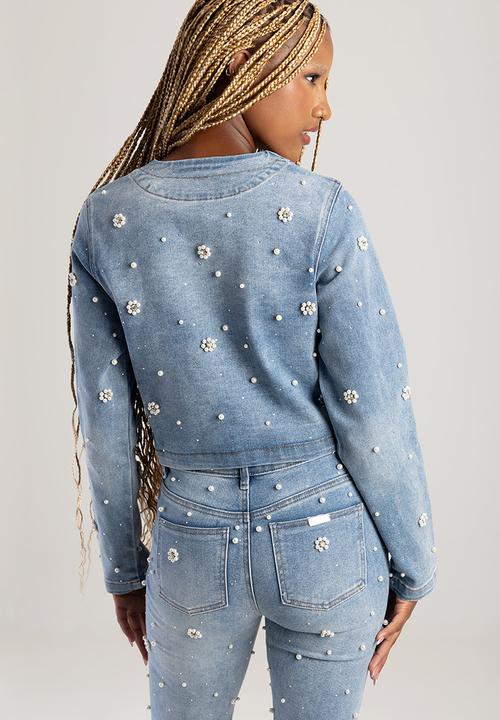 SISSY BOY - Leona Jacket With Front Pockets And Riveted Pearls - Light Vintage