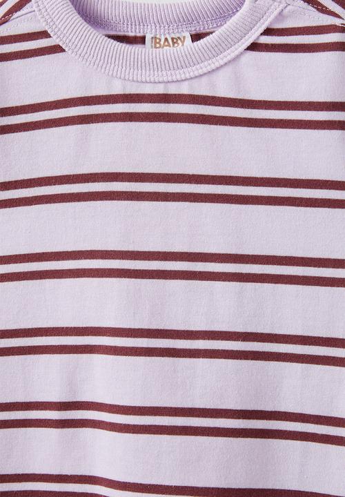 Cotton On - Bobbi long sleeve tee - vintage lilac/bordeaux/double stripe