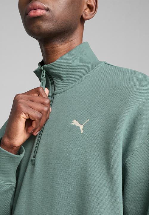 PUMA - Essentials Relaxed Half Zip Crew Sweatshirt - Green