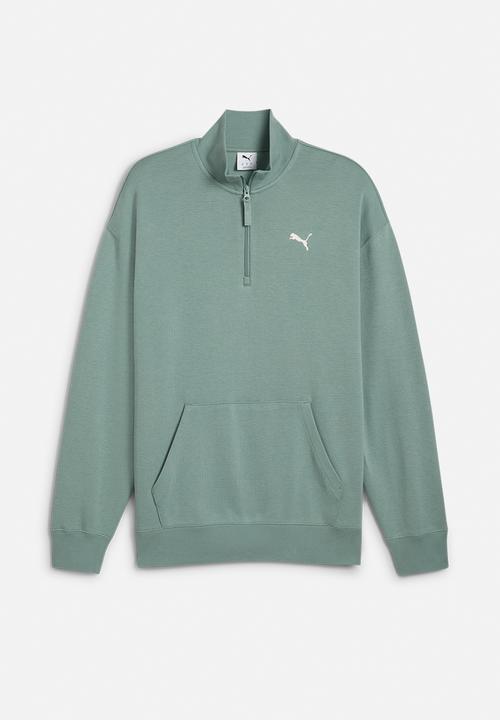 PUMA - Essentials Relaxed Half Zip Crew Sweatshirt - Green