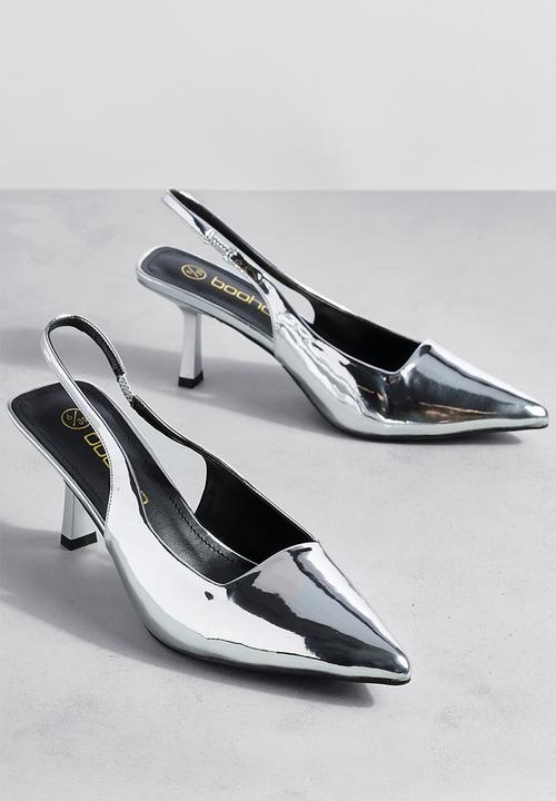 boohoo - Metallic low stiletto slingback court shoe - silver