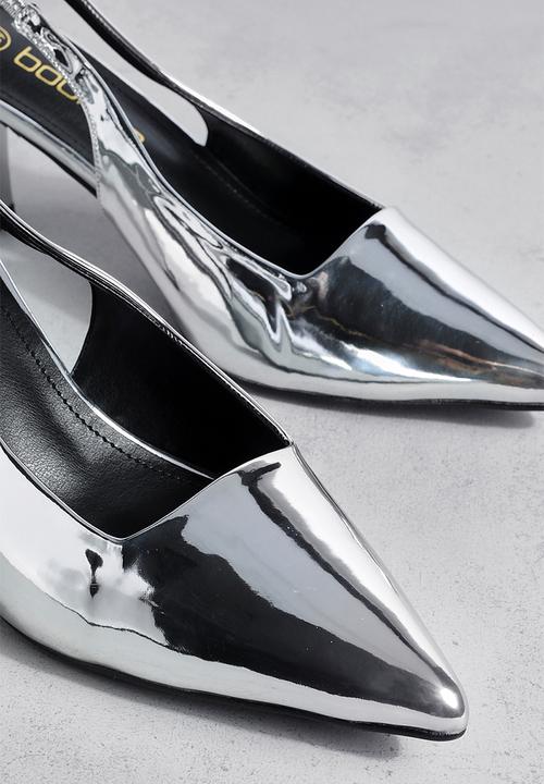 boohoo - Metallic low stiletto slingback court shoe - silver