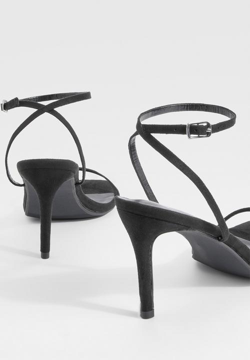 boohoo - Wide fit barely there low stiletto heels - black