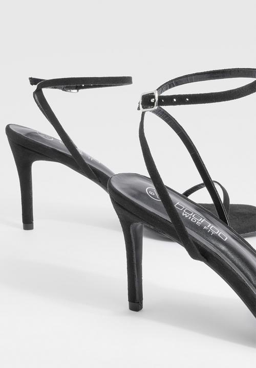boohoo - Wide fit barely there low stiletto heels - black