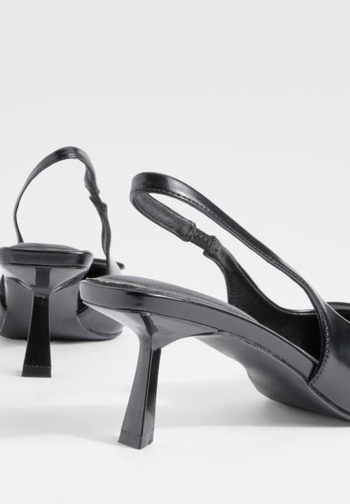 boohoo - Low slingback point heeled courts - black