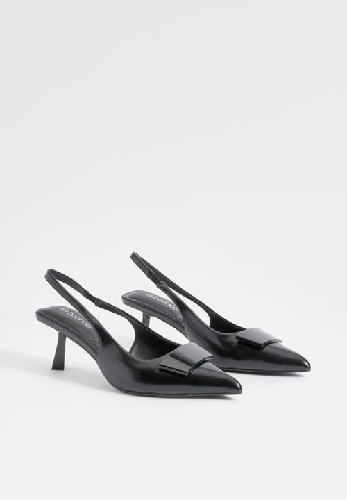 boohoo - Low slingback point heeled courts - black