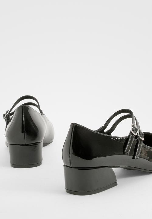 boohoo - Wide fit patent double strap mary jane ballets - black