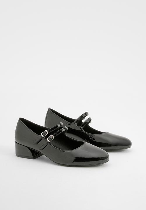 boohoo - Wide fit patent double strap mary jane ballets - black
