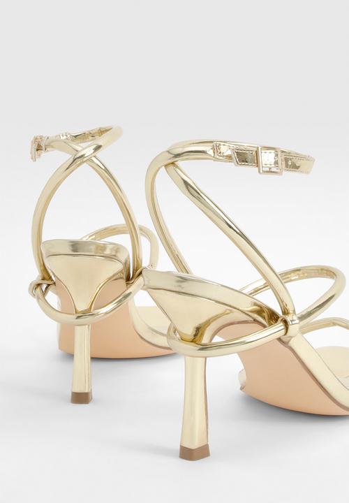 boohoo - Metallic padded strappy high heels - gold