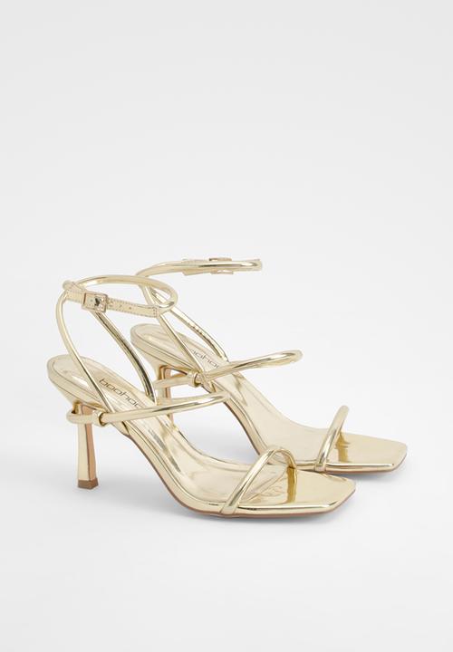 boohoo - Metallic padded strappy high heels - gold