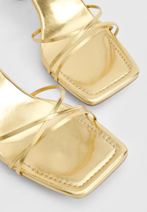 boohoo - Low skinny strap wrap up heels - gold