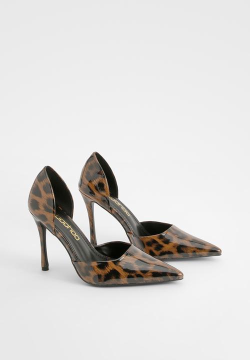 boohoo - Leopard patent cut out court shoes - leopard