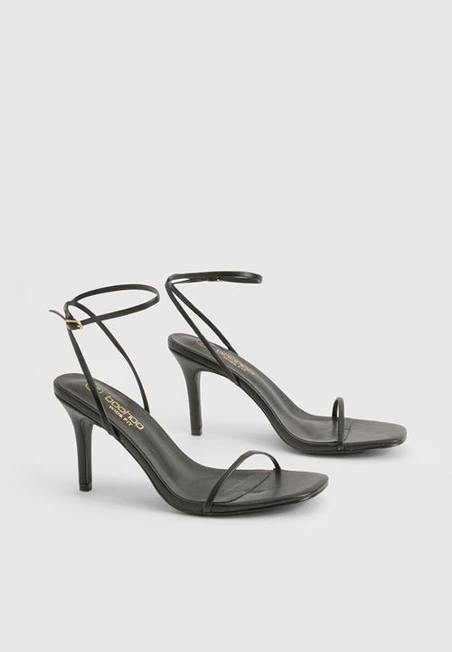 boohoo - Wide fit barely there low stiletto heels - black