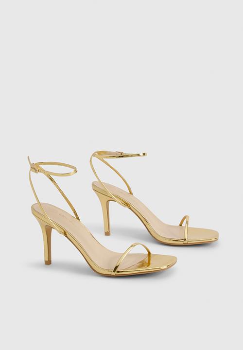 boohoo - Wide fit metallic barely there low stiletto heels - gold
