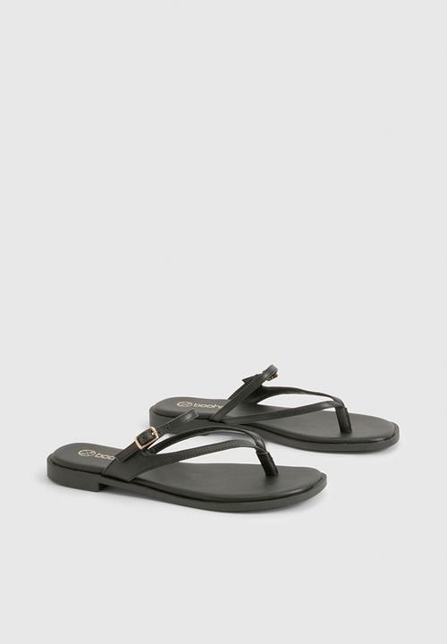 boohoo - Double strap toe post sandals - black