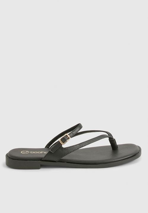 boohoo - Double strap toe post sandals - black