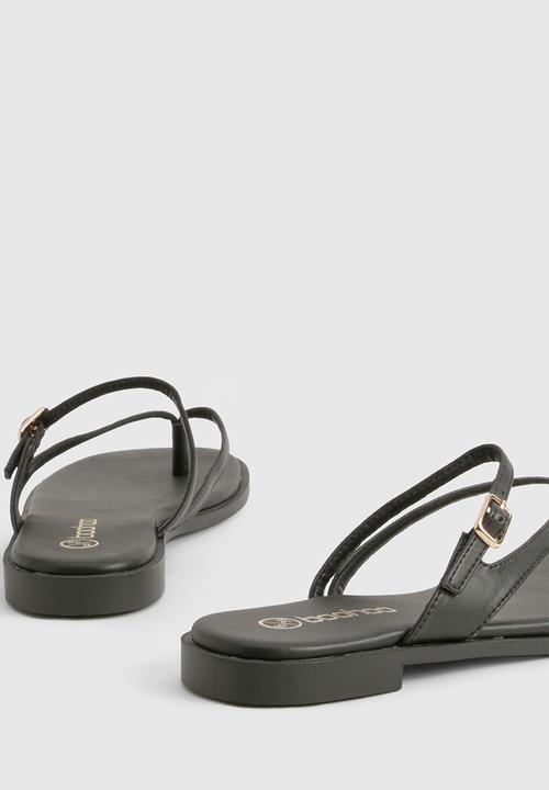 boohoo - Double strap toe post sandals - black