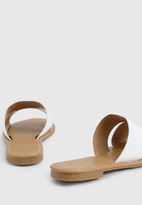 boohoo - Croc peep toe sliders - white