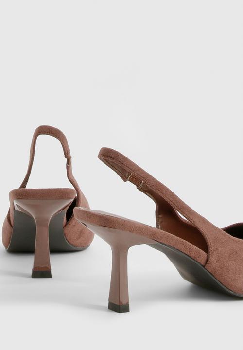boohoo - Low stiletto slingback court shoe - chocolate