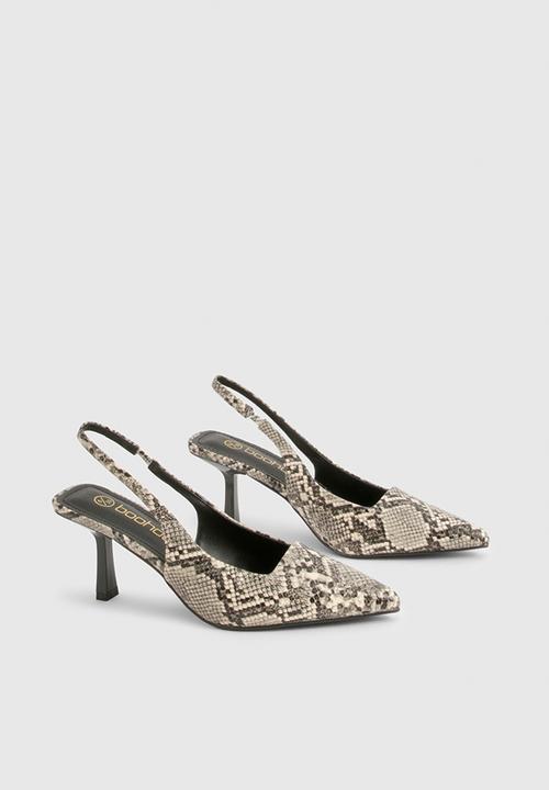 boohoo - Low stiletto slingback court shoe - snake
